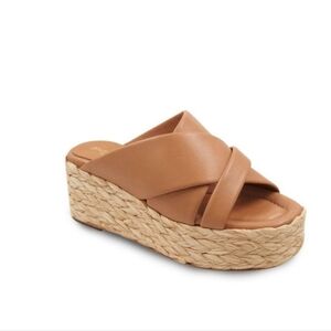 NEW Andre Assous Calesa Espadrille Platform Sandals, Size 41 (10 US), Camel